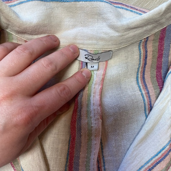 Rails Zuma Linen Blend Shirt in Havana Stripe Metallic Gold - Picture 6 of 9